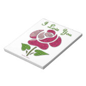 Roze Stencil Roos waar ik van hou Notitieblok (Linkerzijde)