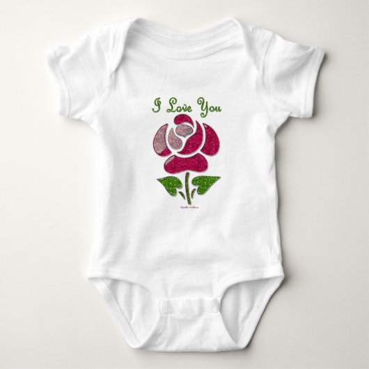 Roze Stencil Roos waar ik van hou Romper (Voorkant)