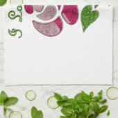 Roze Stencil Roos waar ik van hou Theedoek (Gevouwen)