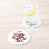 Roze Stencil Roos waar ik van hou Zandsteen Onderzetter (Zijkant)