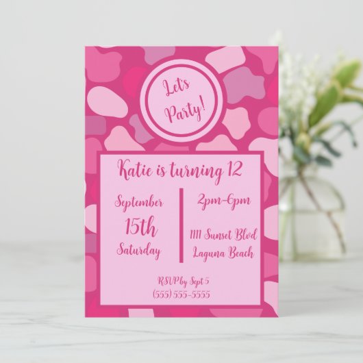 Roze stenen patroon- kaart (Staand voorkant)