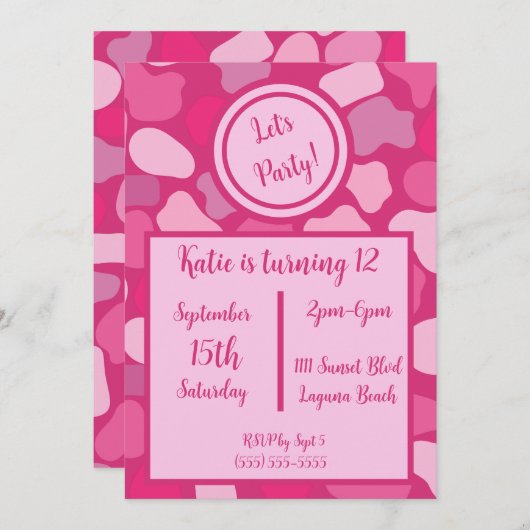 Roze stenen patroon- kaart (Voorkant / Achterkant)