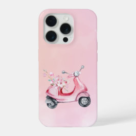 Roze step floralistische telefoonhoes iPhone 15 pro case