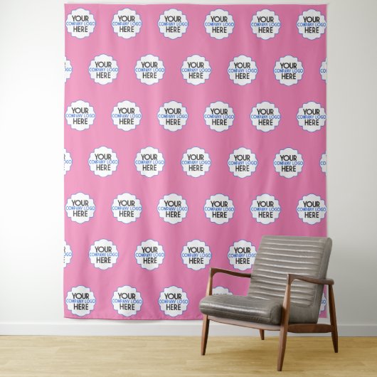 Roze Step & Repeat Eigen Zakelijk Logo Achtergrond Wandkleed (In situ)