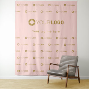 Roze Step & Repeat Logo Zakelijk Evenement Backdro Wandkleed