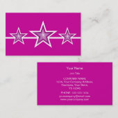 Roze ster 3 sterren visitekaartje roze (Voorkant / Achterkant)