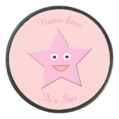 roze ster aangepaste hankerrok hockey puck (Voorkant)