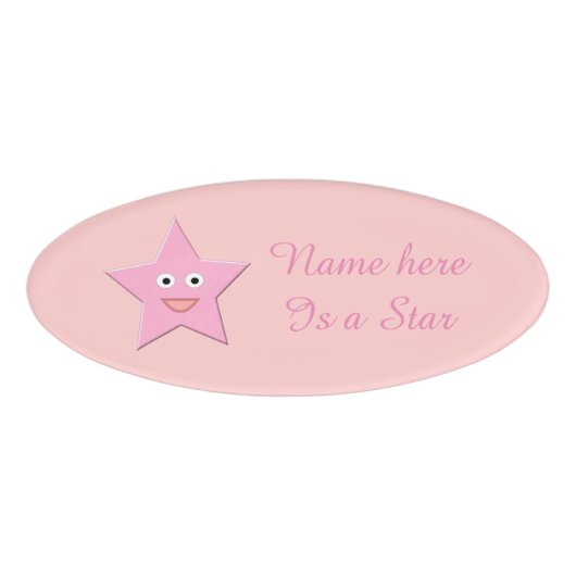 Roze ster Aangepaste naam Label Naambadge (Voorkant)