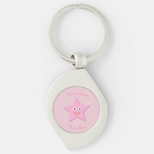  roze ster aangepaste Sleutelhanger (Voorkant)