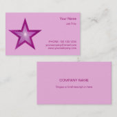 Roze ster bord roze ster visitekaartje (Voorkant / Achterkant)