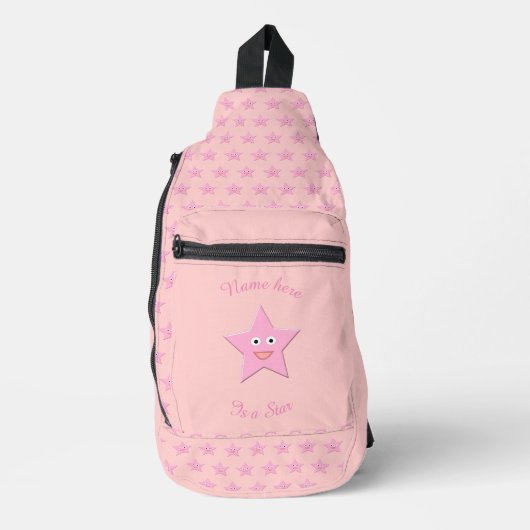 roze ster gepatterd sling bag (Voorkant)