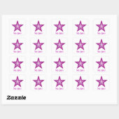 Roze ster 'Goed gedaan' vierkante sticker wit (Vel)