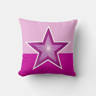 Roze ster gooit kussen vierkant rond twee kleuren 