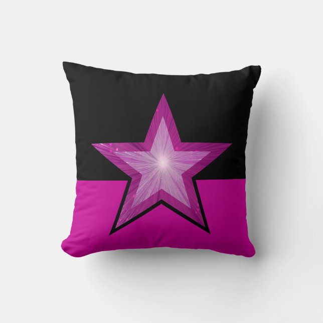 Roze ster gooit kussens roze vierkant roze zwart (Voorkant)