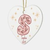 Roze ster Gouden accenten Patroon Keramisch Ornament (Links)