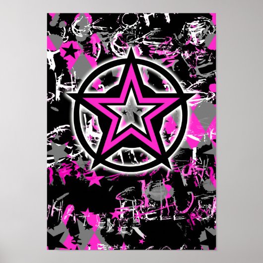 Roze ster grafisch poster (Voorkant)