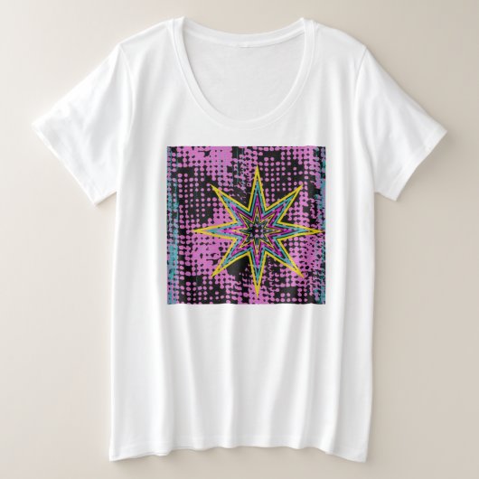 Roze ster grote maat t-shirt (Design voorkant)
