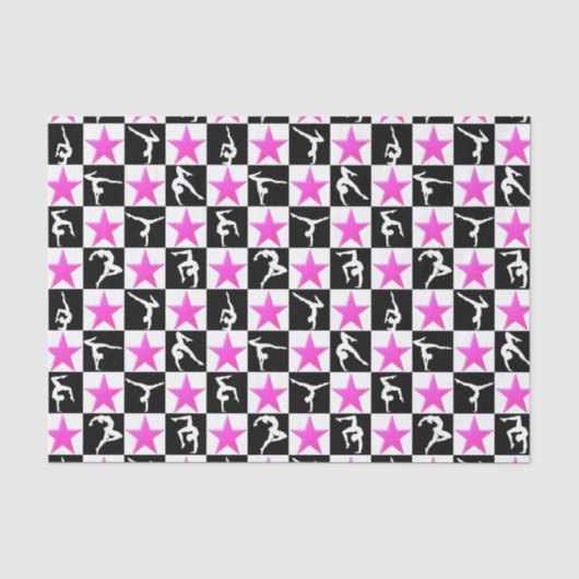 ROZE STER GYMNASTIEK ONTWERP TISSUEPAPIER (Voorkant)