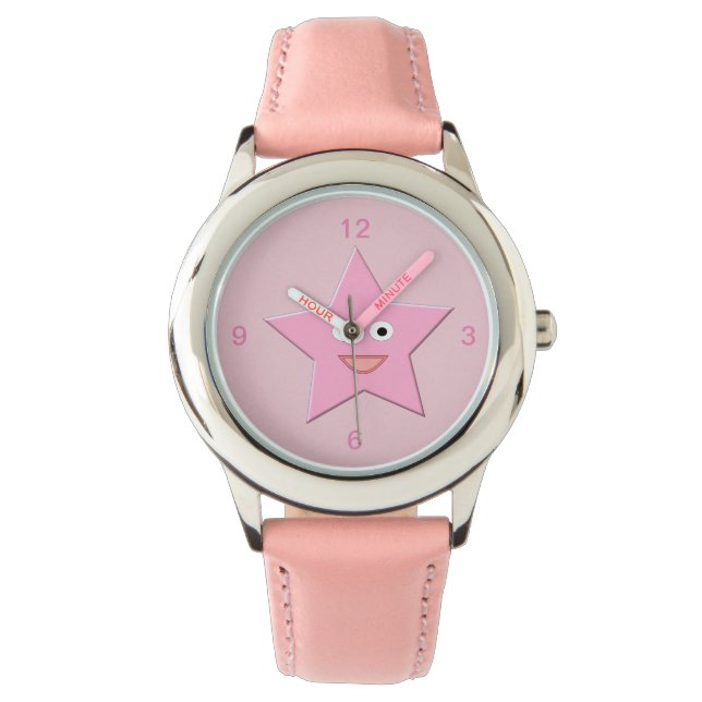  roze ster horloge (Voorkant)