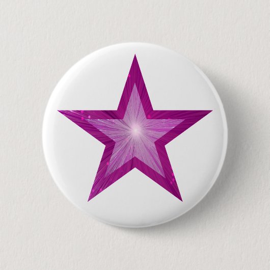 Roze ster knop wit ronde button 5,7 cm (Voorkant)
