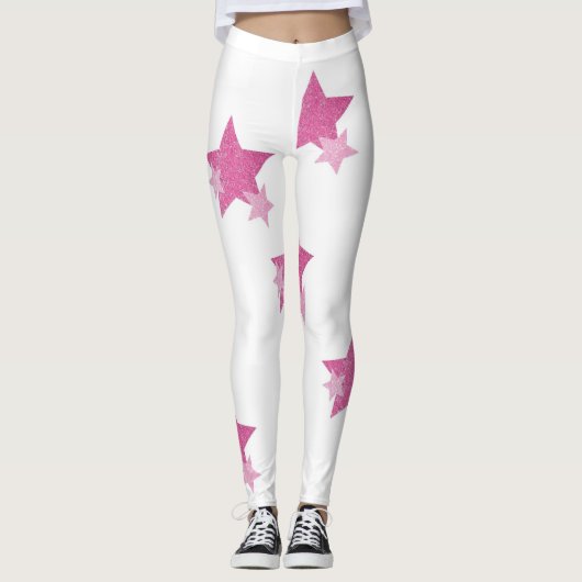 Roze ster leggings (Voorkant)