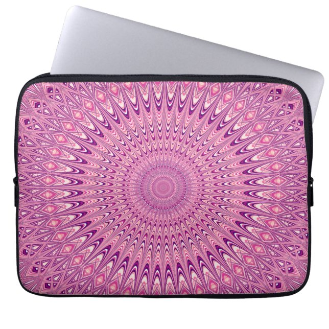 Roze ster mandala laptop sleeve (Voorkant)