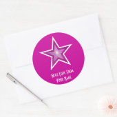 Roze ster 'met liefde voor' ronde sticker roze (Envelop)