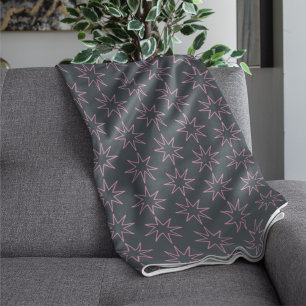 Roze ster omtrek op grijs fleece deken