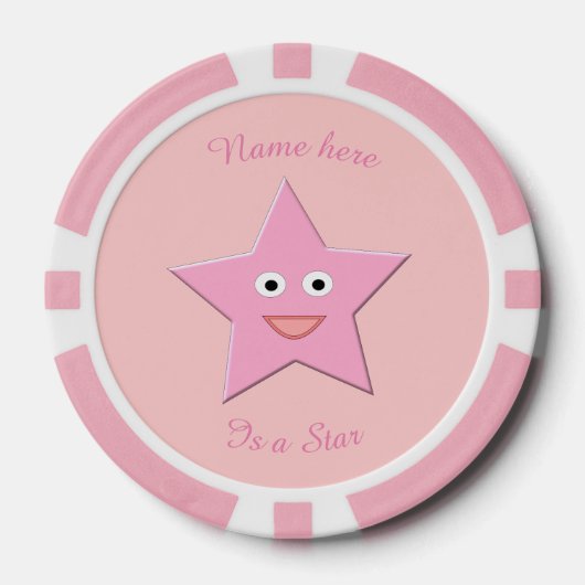  roze ster op maat poker chips (Voorkant)