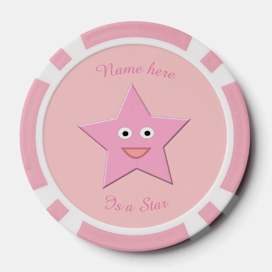  roze ster op maat poker chips (Achterkant)