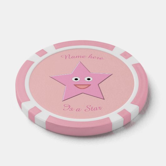  roze ster op maat poker chips (Enkel)