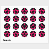 Roze Ster op Zwart - Sticker (Vel)