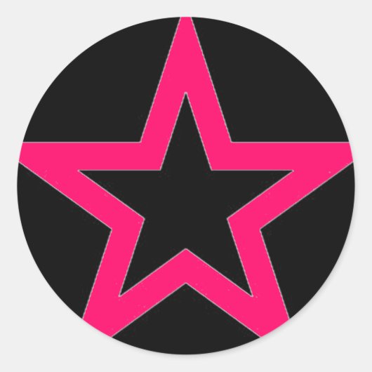 Roze Ster op Zwart - Sticker (Voorkant)