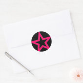 Roze Ster op Zwart - Sticker (Envelop)