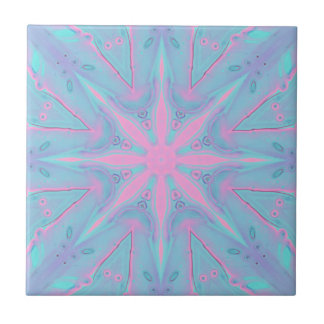 Roze ster patroon op blauwe achtergrond tegeltje
