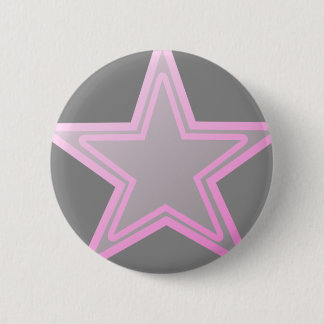 Roze ster ronde button 5,7 cm
