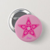 roze ster ronde button 5,7 cm (Voorkant /achterkant)