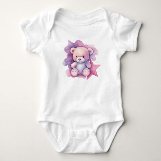 Roze Ster Teddybeer Romper (Voorkant)