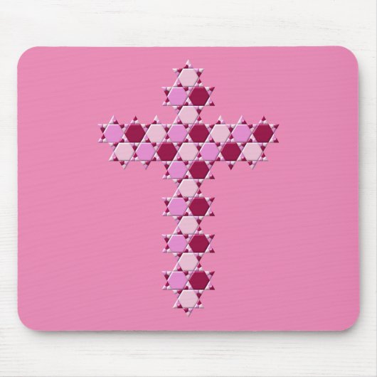 Roze ster van David Cross Optical Illusion Muismat (Voorkant)