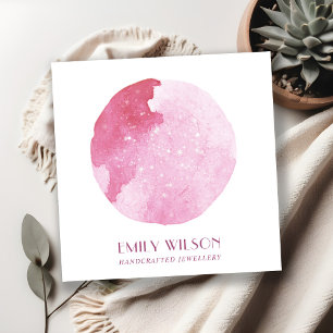 ROZE STER WATERVERF CIRCLE STUD OORBEL DISPLAY VIERKANTE VISITEKAARTJE