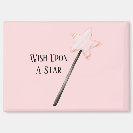 Roze Ster Wens Magneet (Voorkant)