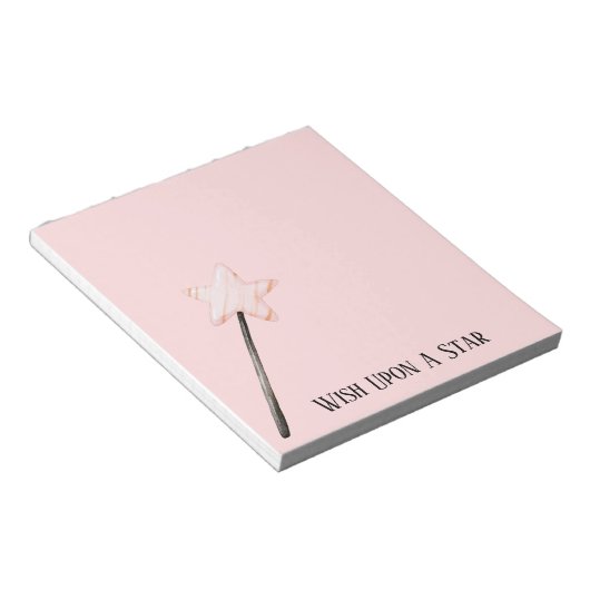 Roze Ster Wens Notitieblok (Schuin)