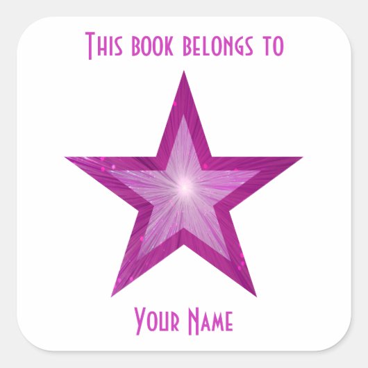 Roze sterbladsticker wit vierkante sticker (Voorkant)