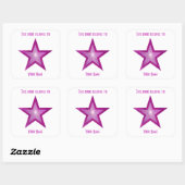 Roze sterbladsticker wit vierkante sticker (Vel)