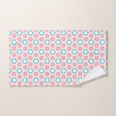 Roze sterbloem blauw stippen patroon bad handdoek (Handdoek)