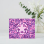 Roze sterdeco op digitale camo-stijl briefkaart (Staand voorkant)