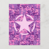 Roze sterdeco op digitale camo-stijl briefkaart (Voorkant)