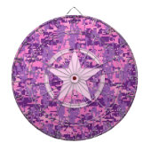 Roze sterdeco op digitale camo-stijl dartbord (Voorkant)