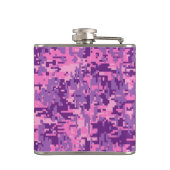 Roze sterdeco op digitale camo-stijl heupfles (Achterkant)