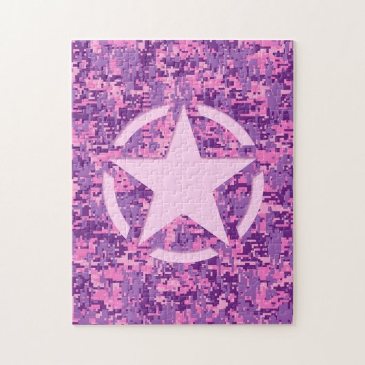 Roze sterdeco op digitale camo-stijl legpuzzel (Verticaal)